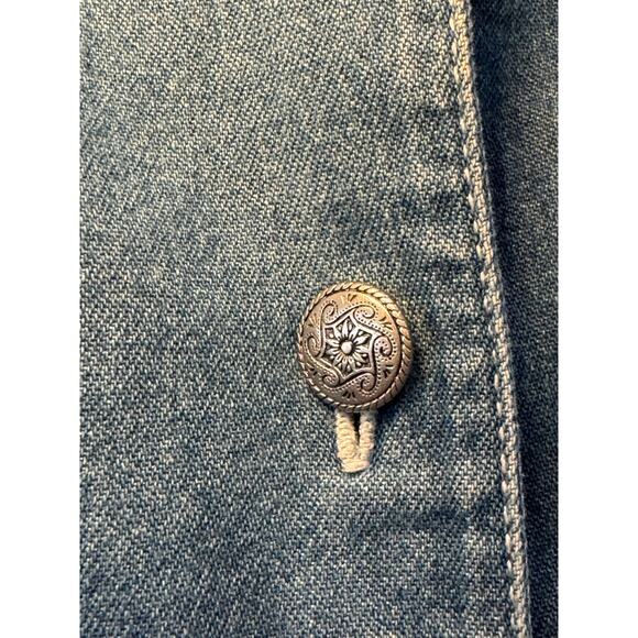 Koret City Blues Button Up Silver Embossed Button Tie Back Long Denim Dress 20W - Picture 6 of 13